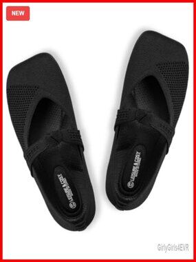 Wide Toe Box Knit Mary Jane Ballet Flats Dressy Walking Shoes with Sewn